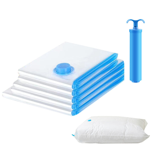 5 Pack Vacuum Storage Bags with Hand Pump Space Saver Compression for Home Use