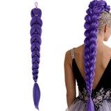 65cm Braided Ponytail Hairpiece Purple Elastic Band Cosplay Party
