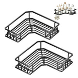 2PCS Carbon Steel Corner Caddy Adhesive Shower Shelf for Bathroom