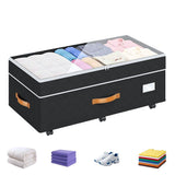 Large Under Bed Storage with Wheels Lid Handle Foldable Bin for Clothes