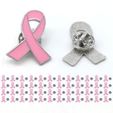 50PCS Pink Ribbon Enamel Lapel Pins for Womens Charity and Social Events