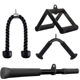 4 PCS Home Gym Cable Attachment Set with 2 Hooks and Tricep Rope