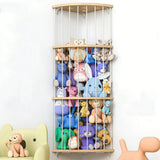 Wood Corner Stuffed Animal Storage Cage Plush Toy Holder with Star Pattern