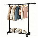 Clothing Rack Rolling Garment Rack Sturdy Portable Wardrobe Rack for Hanging Clothes