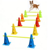 Dog Agility Training Set 10 Cones 5 Poles Adjustable Hurdle