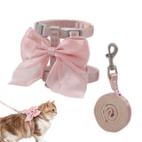 Bow Cat Harness Adjustable Kitten Harness with Leash for Walking Outdoor