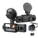 3-Channel Dash Cam with WiFi – Front, Inside & Rear Camera with Motion Detection