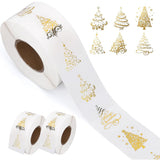 2 Rolls Clear Round Christmas Stickers 1000 Gold Foil