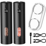 2 PCS Rechargeable Electric Salt Pepper Grinders with 5 Coarseness Levels