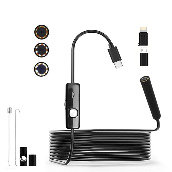 HD Endoscope Camera with 8 LED Lights Adjustable Snake Borescope Inspection