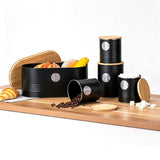 5 PCS Black Bread Bin and Airtight Kitchen Storage Canister Set
