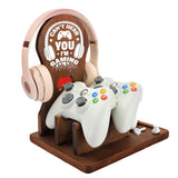 Solid Wood Multifunction Headphone Stand for Gamers