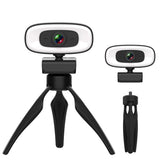 4K Webcam with Ring Light & Tripod – Built-in Mic