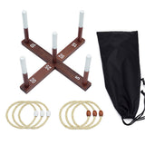 Rustic Ring Toss Game with Wooden Base and 6 Rope Rings