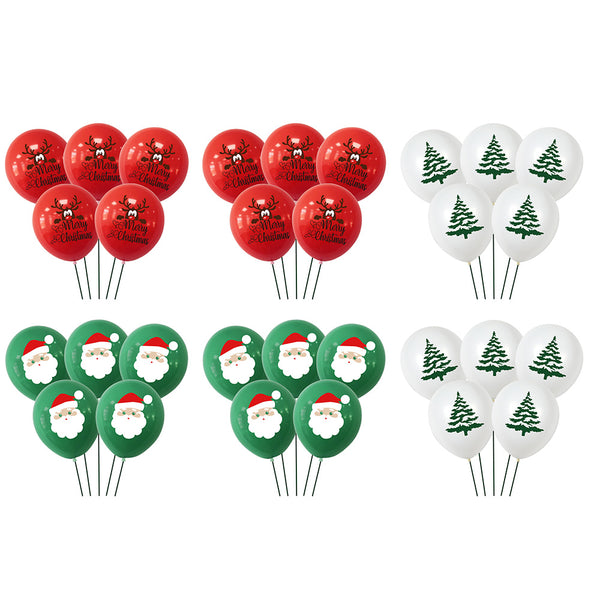 30Pcs Christmas Latex Balloons – Red Nose Reindeer Santa & Tree Party Decorations