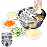 3Pcs Multifunctional Stainless Steel Basin 3 in 1 Stainless Steel Basin Strainer Set for Rinsing Draining Mixing
