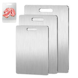 3PCS Dual Sided Stainless Steel Cutting Board with Hanging Hole for Home Restaurant
