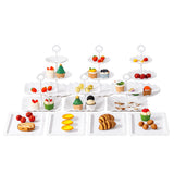 10 PCS Cake Stand Set with 6 Tiered Cupcake Stands 4 Square Trays for Party Wedding Dessert