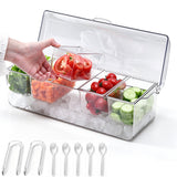 5 Compartment Chilled Food Box Salad Tray with Lid for Picnics