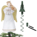 Twist-On Christmas Tree Topper Holder with Stabilizing Support for Tree Decor