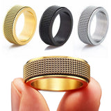 Anxiety Spinner Rings Silver Black Gold Mens Ladies Fidget Ring Rotating Titanium Steel