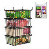 4 PCS Stackable Freezer Bins Clear Organizer with Folding Handles