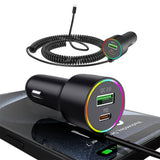 3-in-1 Car Charger – Retractable Coiled Cable with USB and Type-C Fast Charging