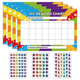 4 PCS Star Reward Chart with 3 Glitter Sticker Sheets Set Reusable Behaviour Chore