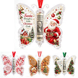 4 PCS Acrylic Christmas Cash Gift Ornaments with Money Holder Slots