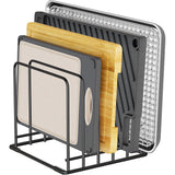 5-Slot Kitchen Organizer Rack Dish and Cutting Board Holder for Cabinet Countertop or Pantry