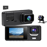 Triple Lens Car Dash Cam with Super Night Vision and Loop Recording