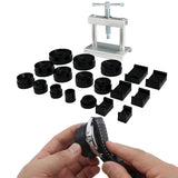 Watch Back Press Tool Kit with 18 Fitting Dies for Case Repair and Maintenance
