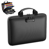 Fire-Resistant Hard Case File Organizer with Lock and Multi-Pocket Accordion Folder