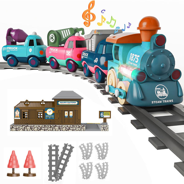 Toddler Electric Train Set – Magnetized Train Toy with Music Lights and Tracks