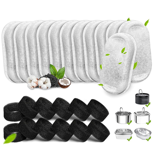 12 Pcs Carbon Filters for Water Fountain Replacement Filters for Pet Water Drinking Fountain