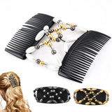 3 PCS Beaded Hair Comb Double Row Elastic Clip Hair Accessories