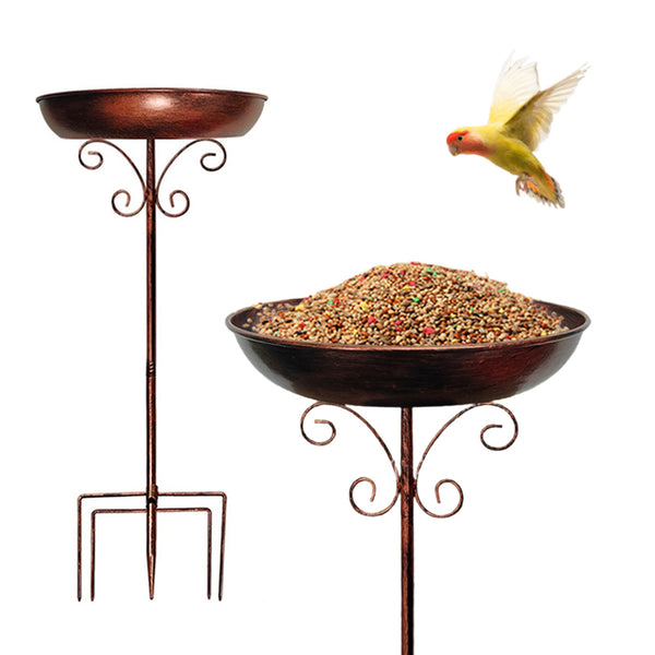 Vintage Metal Bird Bath & Feeder – Weather-Resistant Garden Stand Decor