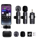 Wireless Lavalier Microphone with 3-in-1 Receiver Dual Lapel Mic for Video Recording Vlog