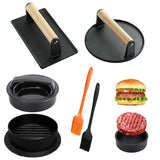 Smash Burger Press Kit with Stuffed Burger Mold Cast Iron Burger Press and Sauce Brush