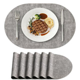 6Pcs Placemats Heat Resistant Oval Faux Leather Place Mats for Kitchen Dining Table