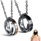 Eternal Love Interlocking Ring Couples Pendant Necklace His & Hers