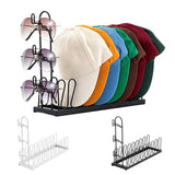 2 PCS Metal Hat Organizer Racks for 8 Caps and 3 Glasses Each