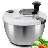 5L Stainless Steel Salad Spinner Vegetable & Fruit Washer with Drain
