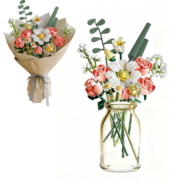 Wildflower Bouquet Building Blocks – Creative DIY Flower Model Toy Set for Home Decoration