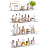 4PCS No Drill Acrylic Floating Shelves Wall Organizer for Bathroom Storage