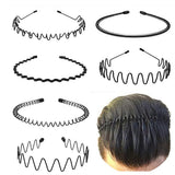 6Pcs Metal Headband Non Slip Hair Hoop for Women Men with Elastic Band