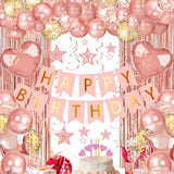 Rose Gold Happy Birthday Party Decorations Happy Birthday Banner for Girls Women Princess