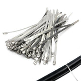 304 Stainless Steel Cable Ties 100 Pcs Self Locking 0.46cm Wide
