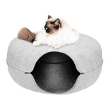 Cat Tunnel Bed Felt Pet Puppy Nest Cave House Round Donut