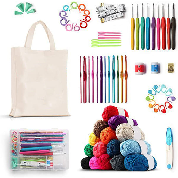 73Pcs Set Beginner Knitting Kit Handmade Needlework Tool  Set with Storage Bag